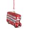 4" Shiny Metallic Red & Silver Glass Double Decker Bus Christmas Ornament